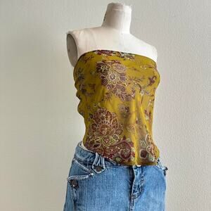 Handmade olive green floral paisley bandana bandeau